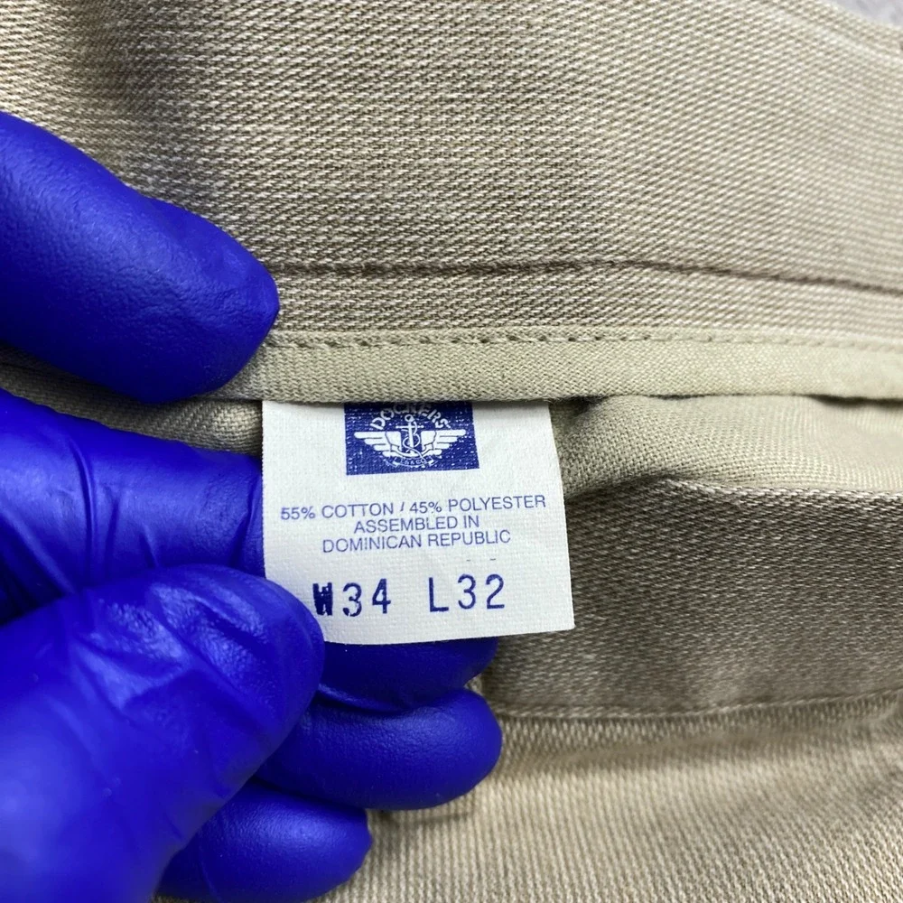 Dockers Khakis Pants Mens 34x32 Tan Pleated Relaxed Premium Casual Business